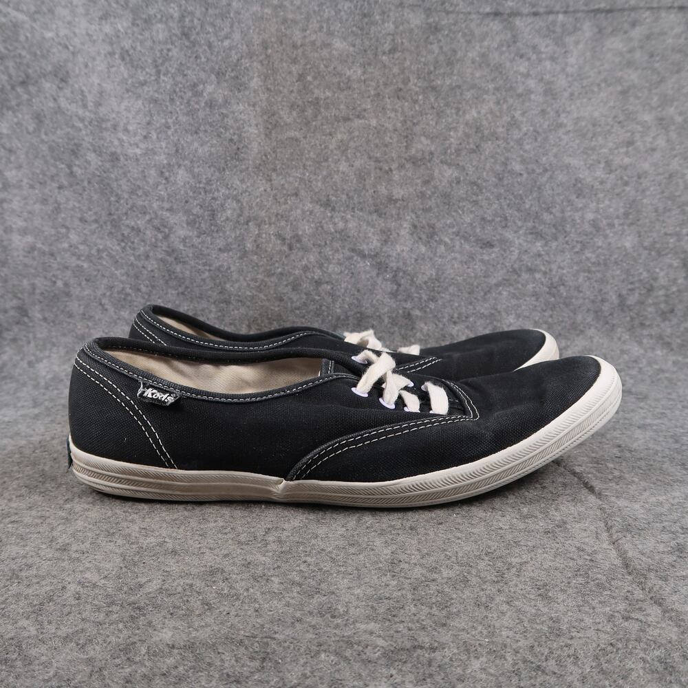Keds Shoes Womens 9.5 Casual Sneakers Canvas Lace Up Flat Black Trainer Classic